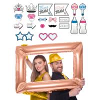 Foto prop set met frame - Verkleed accessoires - Gender Reveal thema - 21-delig - photo booth spul