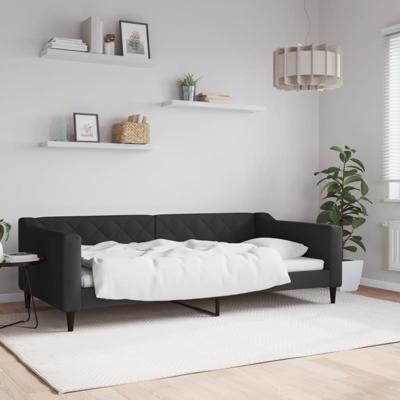Slaapbank 100x200 cm stof zwart
