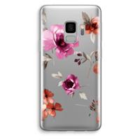Geschilderde bloemen: Samsung Galaxy S9 Transparant Hoesje