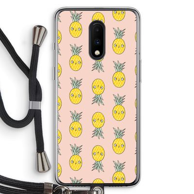 Ananas: OnePlus 7 Transparant Hoesje met koord