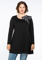 Yoek Tunic wide bottom bow dots | Zwart | Maat 50/52