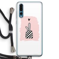 Zwart-wit cactus: Huawei P20 Pro Transparant Hoesje met koord