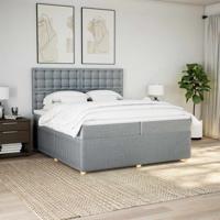 Boxspring met matras stof lichtgrijs 200x200 cm