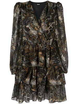 Just Cavalli robe courte à imprimé peau de serpent - Marron