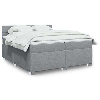 Boxspring met matras stof lichtgrijs 200x200 cm