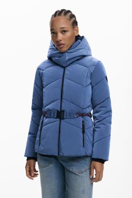 Korte gewatteerde iriserende jas - BLUE - XL