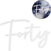 Ginger Ray decoratiebord forty wit 70 cm | 10 stuks