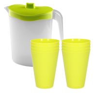 8x kunststof drinkbekers 430 ML met schenkkan set groen van 2.5 liter