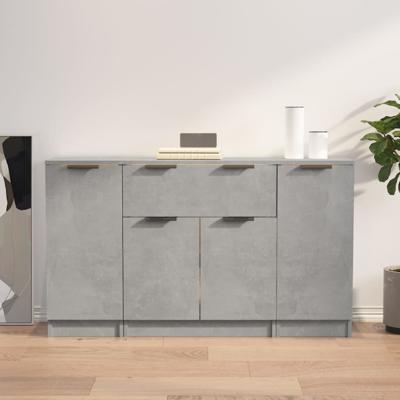 Dressoirs 3 st bewerkt hout betongrijs