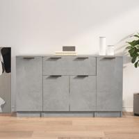 Dressoirs 3 st bewerkt hout betongrijs