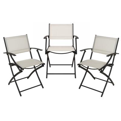 Klapstoel - 3x - beige - opklapbaar - 46 x 52 x 85 cm - staal/polyester - campingstoel/tuinstoel