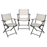 Klapstoel - 3x - beige - opklapbaar - 46 x 52 x 85 cm - staal/polyester - campingstoel/tuinstoel