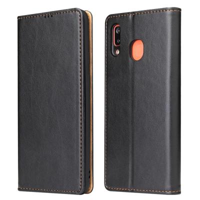Dermis textuur PU + TPU horizontale Flip lederen draagtas met houder & kaartsleuven & portemonnee voor Galaxy A20 & A30 (zwart)