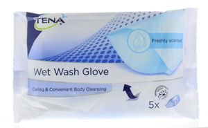 Wet wash glove freshly