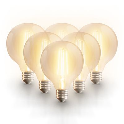 HOFTRONIC SMART 6x Smart E27 LED filament lamp - G95 - Wifi & Bluetooth - 806lm - 7 Watt - Warm wit tot koud wit