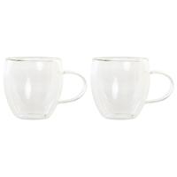 Koffieglazen/theeglazen dubbelwandig - set 2x - cappuccino glazen - 250 ml