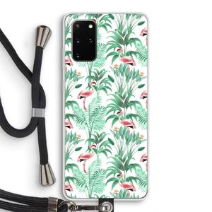 Flamingo bladeren: Samsung Galaxy S20 Plus Transparant Hoesje met koord