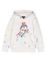 POLO RALPH LAUREN KIDS hoodie en coton à imprimé Teddy Bear - Blanc