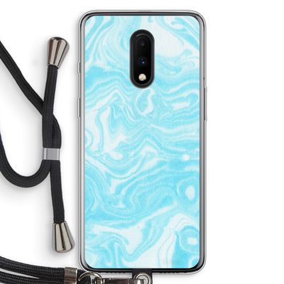 Waterverf blauw: OnePlus 7 Transparant Hoesje met koord