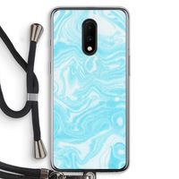 Waterverf blauw: OnePlus 7 Transparant Hoesje met koord