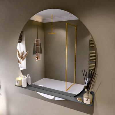 MONDIAZ SPOT spiegel rond 120cm met Spiegelplanchet kleur Dark Grey.