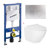 Geberit Delta UP100 toiletset 24 wandcloset wit mat 49 cm met softclose zitting en drukplaat chroom