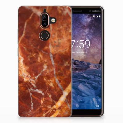 Nokia 7 Plus | TPU | Siliconen hoesje | Marmer Bruin