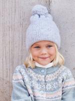 Set van muts + snood + wanten in kabelbreiwerk gemêleerd grijs