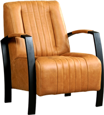 Cognac leren industriële stalen fauteuil Glamour - Vintage Leer Cognac (cognac leer)