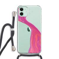 Paarse stroom: iPhone 11 Transparant Hoesje met koord