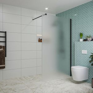 Fortifura Galeria inloopdouche - 120x200cm - mat glas - wandarm - mat zwart SW797928/SW797905