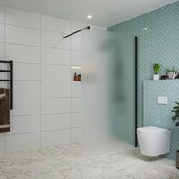 Fortifura Galeria inloopdouche - 120x200cm - mat glas - wandarm - mat zwart SW797928/SW797905