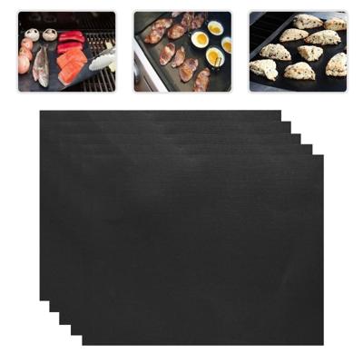 5 PCS 0.2mm Thick Barbecue Grill Mat Non-Stick BBQ Grill Mats Afmeting:40*33CM(zwart)