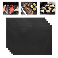 5 PCS 0.2mm Thick Barbecue Grill Mat Non-Stick BBQ Grill Mats Afmeting:40*33CM(zwart)