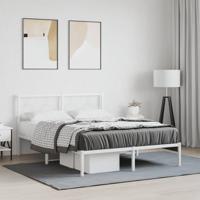 Bedframe met hoofdbord metaal wit 140x200 cm