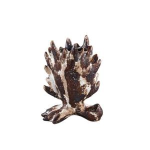 PTMD Baxon Brown glazed ceramic pot spiky border S