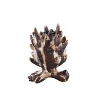 PTMD Baxon Brown glazed ceramic pot spiky border S - thumbnail