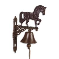 A PAIR OF CAST IRON BROWN HORSE BELLS