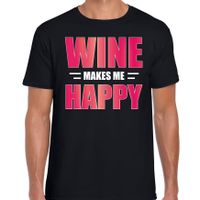 Wine makes me happy drank t-shirt / kleding zwart voor heren