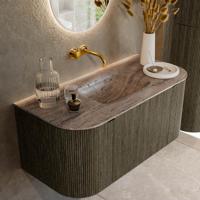 Badmeubel Mondiaz Kurve-Dlux | 100 cm | Meubelkleur Shadow | Wastafelkleur Oza | Solid surface | Wasbak midden spoelbak | Zonder kraangat(en)