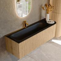 Badmeubel Mondiaz Kurve | 145 cm | Meubelkleur Oak | Wastafelkleur Urban | Links spoelbak | 1 kraangat