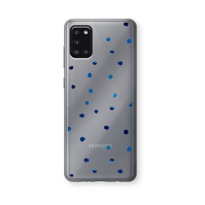 Blauwe stippen: Samsung Galaxy A31 Transparant Hoesje