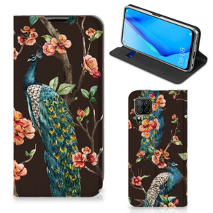 Huawei P40 Lite Hoesje maken Pauw met Bloemen