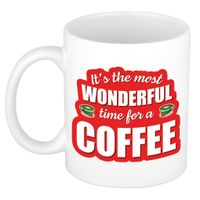 Grappige Kerst cadeau mok - its the most wonderful time for a coffee - wit