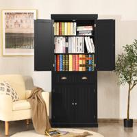 Keuken Kast 183 cm Buffetkast van Hout met Verstelbare Planken Zwart Keuken Kast 183 cm Buffetkast van Hout met Verstelbare Planken Zwart