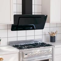 Wandafzuigkap 90 cm roestvrij staal en gehard glas zwart