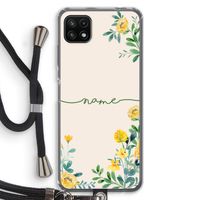 Gele bloemen: Samsung Galaxy A22 5G Transparant Hoesje met koord