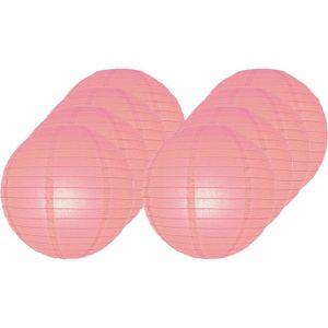 8x Luxe bol lampionnen roze 25 cm