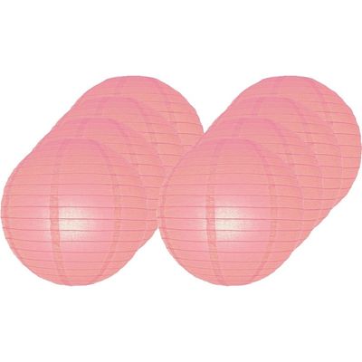 8x Luxe bol lampionnen roze 25 cm