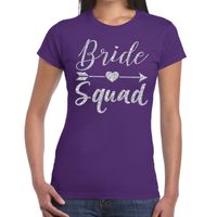 Bride Squad Cupido zilver glitter t-shirt paars dames - thumbnail